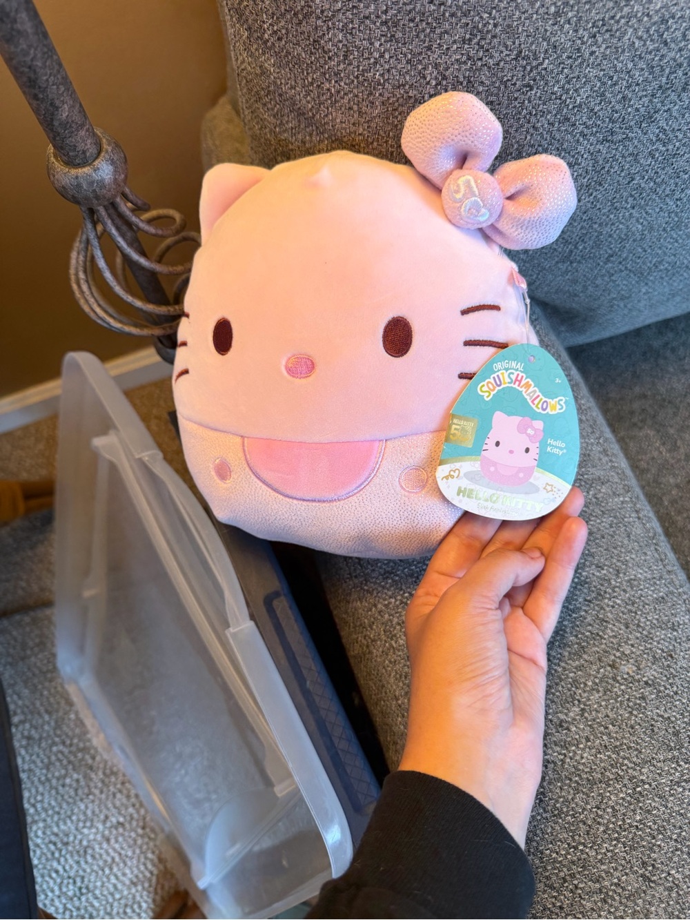 Squishmallows Pink Hello Kitty Plush with Bow